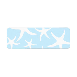 White Starfish Pattern on Light Blue.