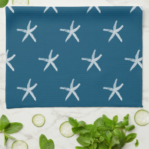 White Starfish Patterns Ocean Blue Custom Cute Tea Towel