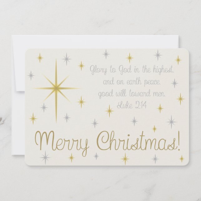 White Starry Night Christmas Card (Front)