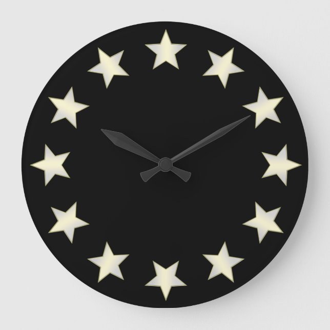 White Stars Black Background Clock (Front)
