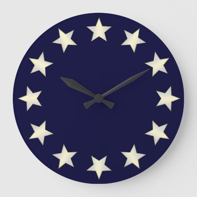 White Stars Blue Background Clock (Front)