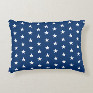 white stars navy blue pattern decorative cushion