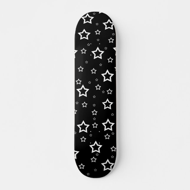White Stars on Black Background: Skateboard (Front)