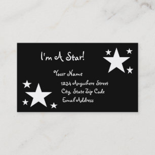 White Stars on Black - I'm a Star! Business Card