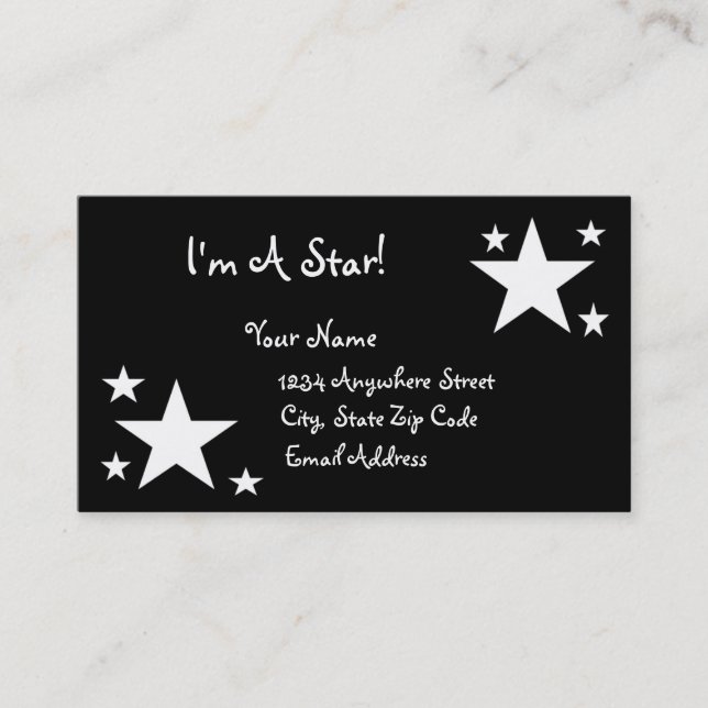 White Stars on Black - I'm a Star! Business Card (Front)