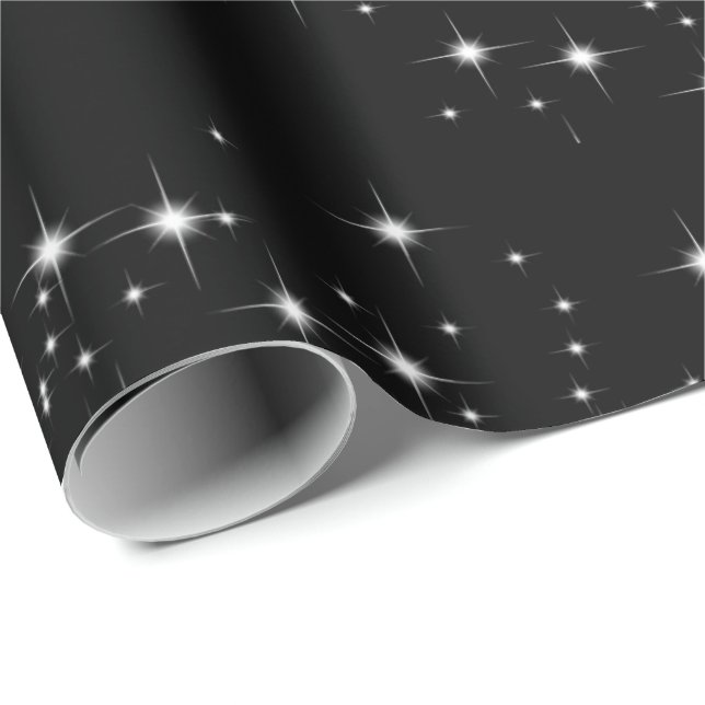 White Stars on Black Wrapping Paper (Roll Corner)