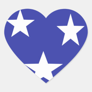 White stars on blue heart sticker