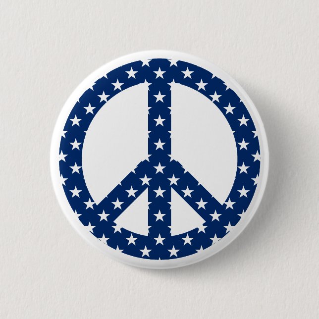 White Stars on Blue Peace Symbol 6 Cm Round Badge (Front)