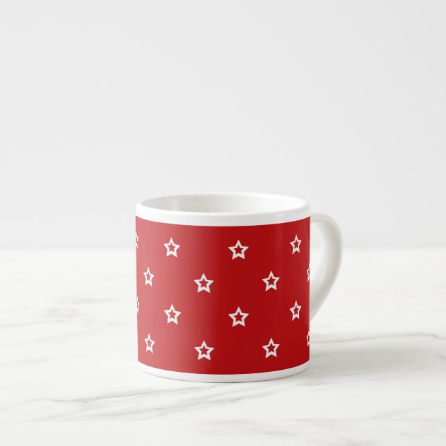 White Stars on Bright Red Pattern Espresso Cup (Front Right)