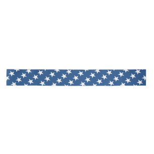 White Stars On Custom Colour Blue Ribbon Satin Ribbon