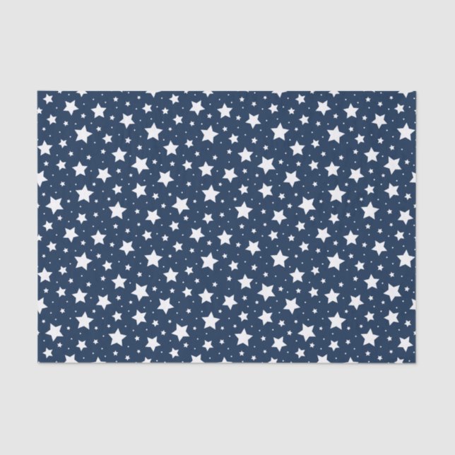 White stars on dark blue background tissue paper (Front)