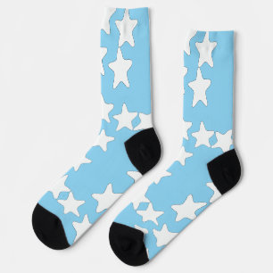 White Stars On Light Blue   Socks