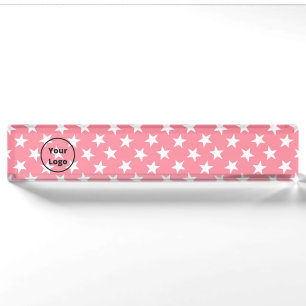 White stars on pink nameplate