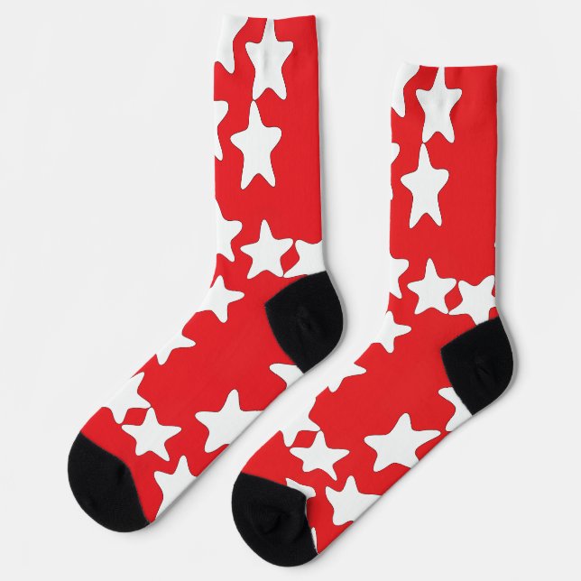 White Stars On Red Socks (Left)