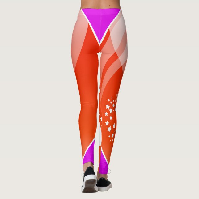 White Stars & Orange Leggings (Back)
