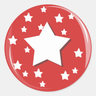 White Stars over Red Classic Round Sticker