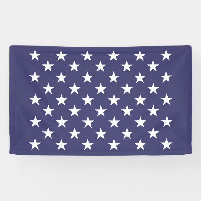 White Stars Patriotic American Flag Pattern Banner (Horizontal)
