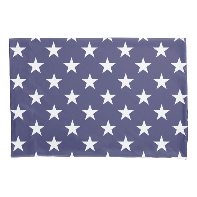 White Stars Patriotic American Flag Pattern Pillowcase (Front)