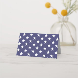 White Stars Patriotic American Flag Pattern Place Card