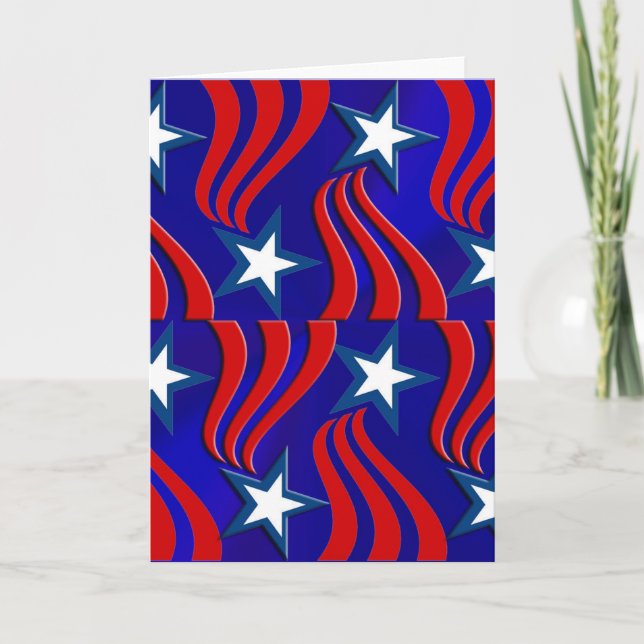 White Stars, Red Stripes and Blue Background Card (Front)