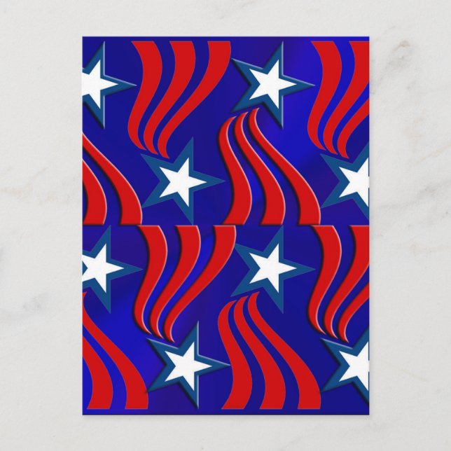 White Stars, Red Stripes and Blue Background Postcard (Front)