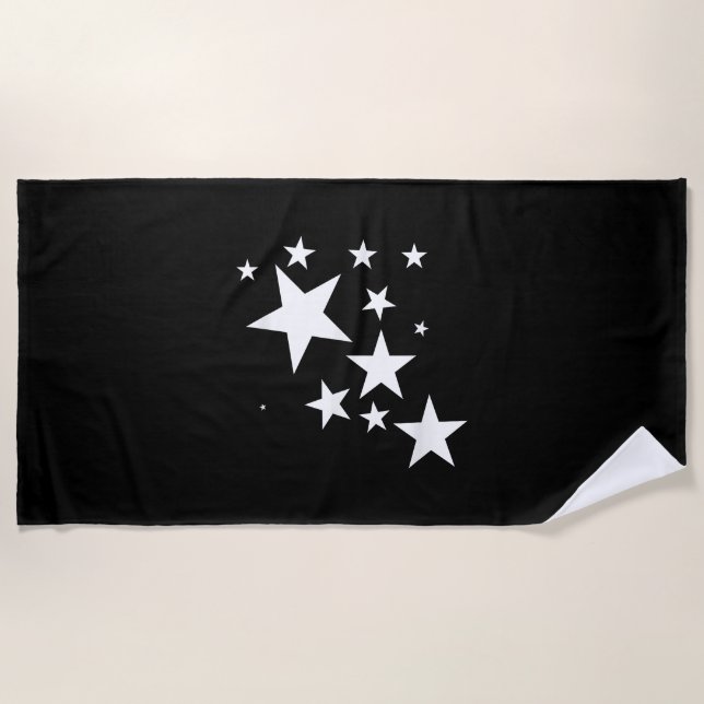 White Stars Star-Pattern-Design Costume Gift Beach Towel (Front)