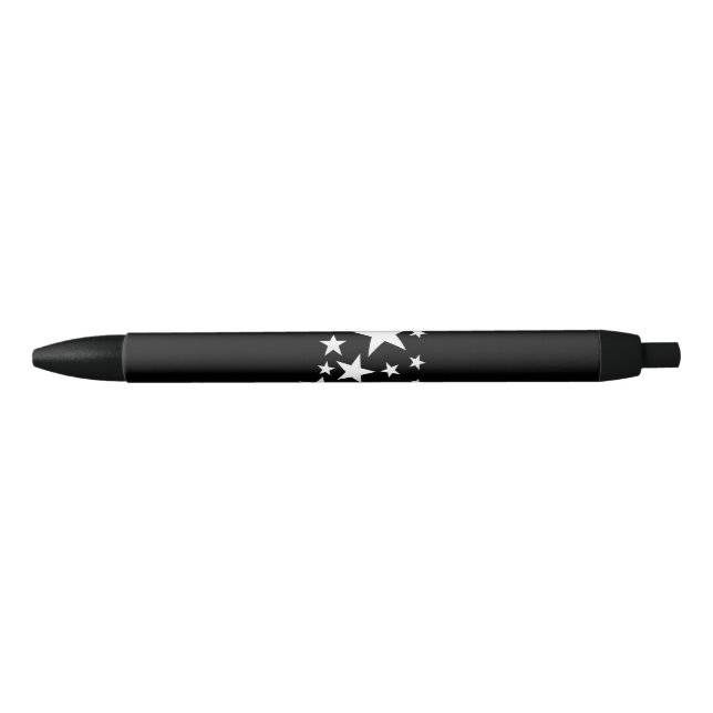 White Stars Star-Pattern-Design Costume Gift Black Ink Pen (Front)