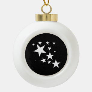 White Stars Star-Pattern-Design Costume Gift Ceramic Ball Christmas Ornament