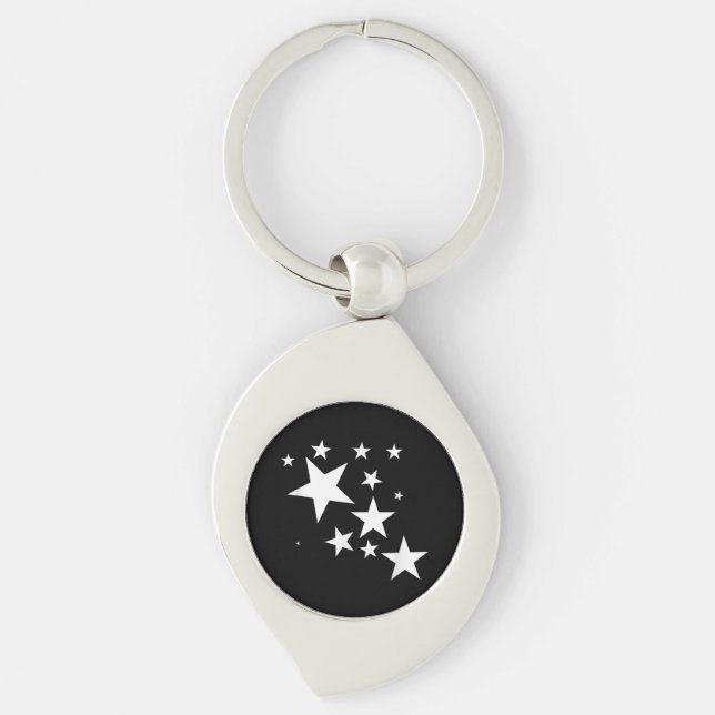 White Stars Star-Pattern-Design Costume Gift Key Ring (Front)