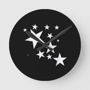 White Stars Star-Pattern-Design Costume Gift Round Clock