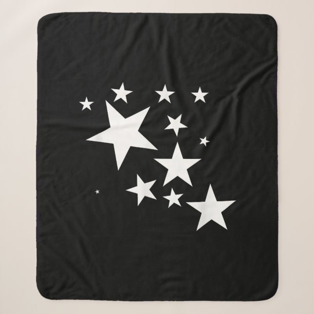 White Stars Star-Pattern-Design Costume Gift Sherpa Blanket (Front)