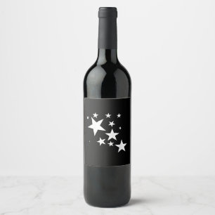 White Stars Star-Pattern-Design Costume Gift Wine Label