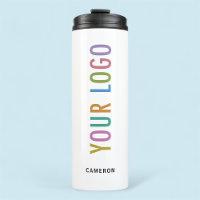 White Steel Drink Tumbler Company Logo 12 oz
