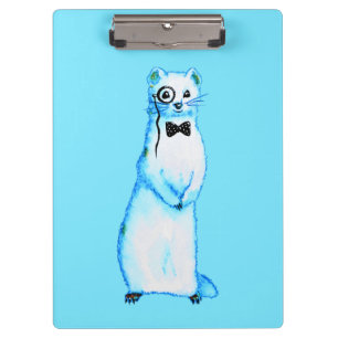 White Stoat Ermine Cute Ferret Lover Art Clipboard