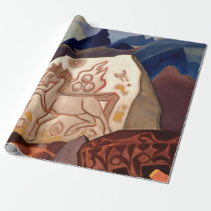 “White Stone - Horse of Happiness” by Nicholas Roe Wrapping Paper