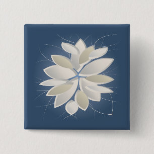 white stone petals 15 cm square badge
