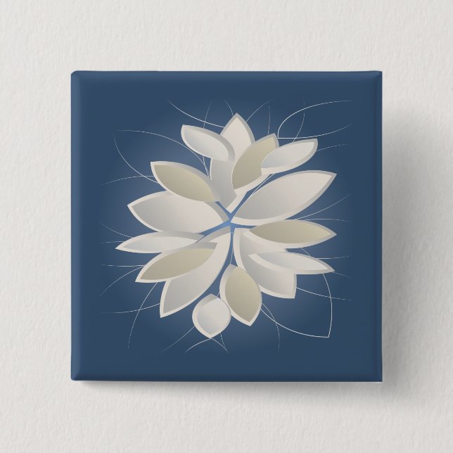 white stone petals 15 cm square badge (Front)