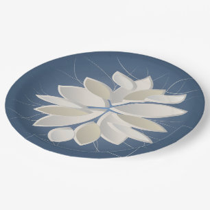 white stone petals paper plate