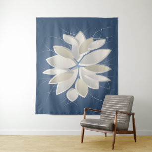 white stone petals tapestry