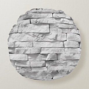 White Stone Textures Design Series 3 Round Cushion