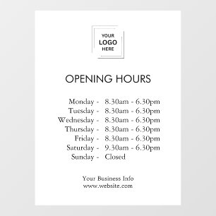 White Store Hours   Business Logo Opening Times