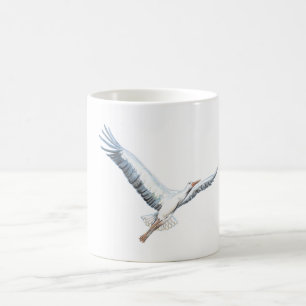 White stork flying coffee mug