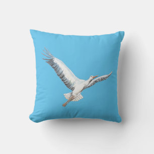 White stork flying cushion