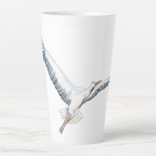White stork flying   latte mug
