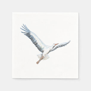 White stork flying napkin