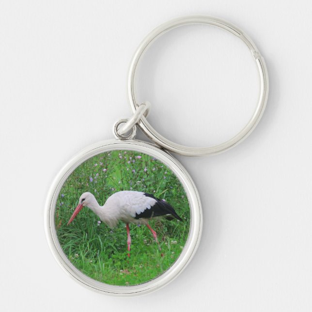 White stork key ring (Front)