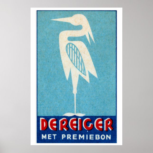 White Stork - Matchbox Print - Aesthetic Wall Art (Front)