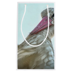 White Stork With Incredulous Expression Animal Art Small Gift Bag