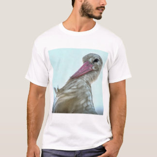 White Stork With Incredulous Expression Animal Art T-Shirt