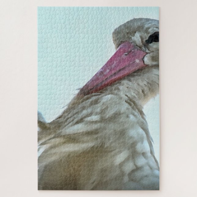 White Stork With Incredulous Expression Jigsaw Puzzle (Vertical)